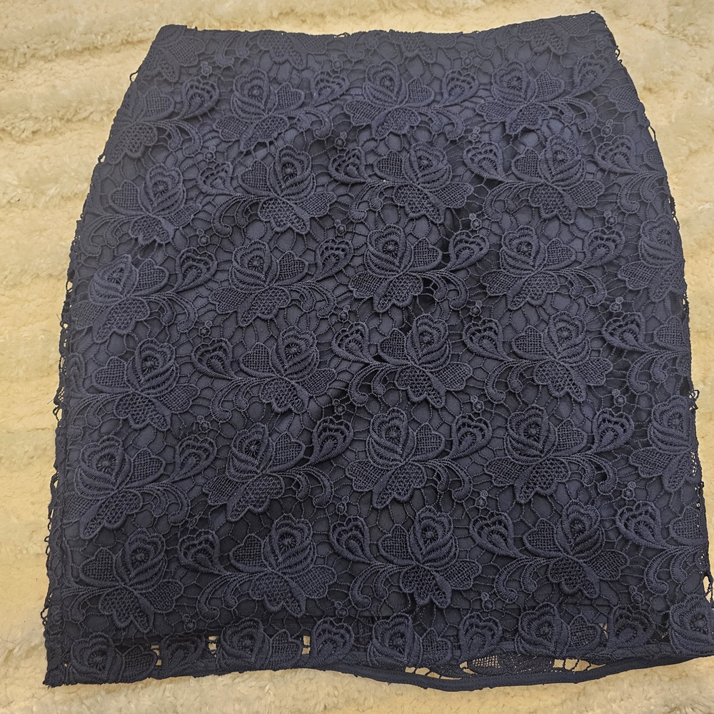 Banana Republic Navy Floral Lace Pencil Skirt